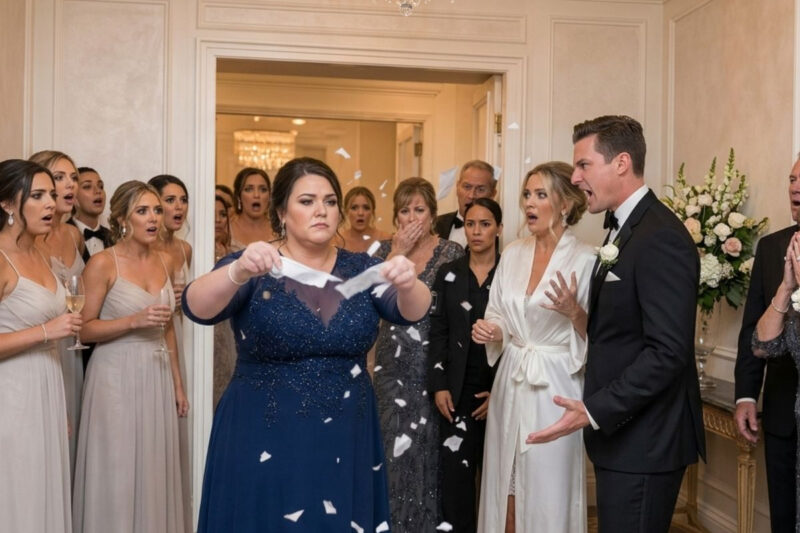 Mi hermana bloqueó la puerta y se burló: “No habrá gente gorda en las fotos de mi boda”. Saqué el cheque de 20.000 dólares y lo rompí en pedacitos. Diviértete pagando a los proveedores, porque el lugar del evento…