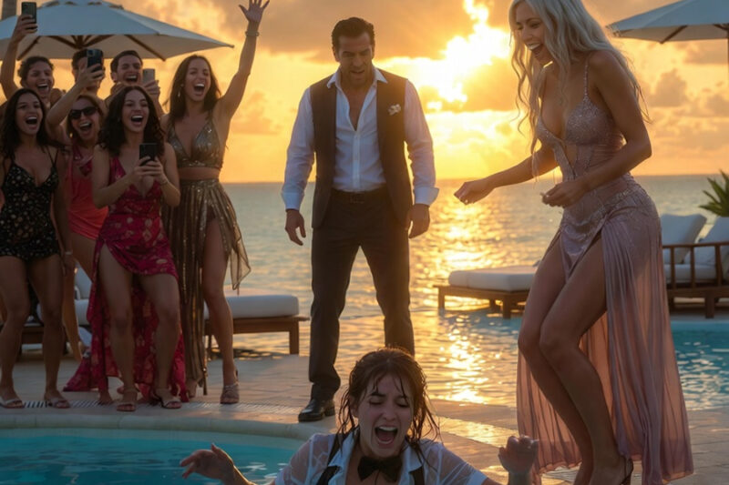 La camarera del hotel es empujada sin piedad al piscina por la arrogante hija de un millonario; la llegada del presidente ejecutivo deja a todos en silencio…